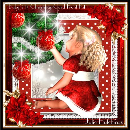 Baby Girl's 1st Christmas Card Front Kit