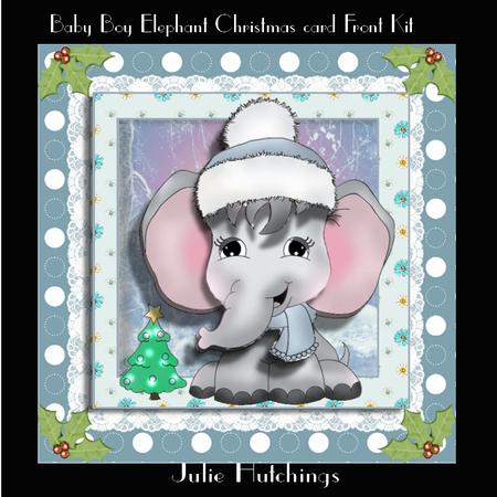 Cute Baby Boy's Christmas Card Front 7x7 Kit