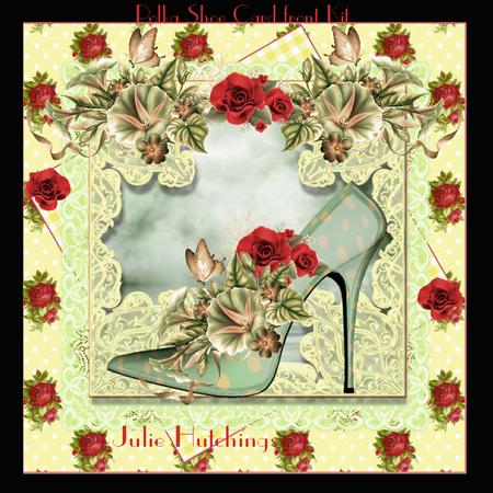 Beautiful Polka Floral Shoe Card Front Kit
