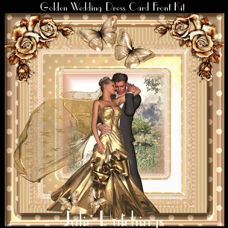 The Golden Wedding Dress Card Front Kit