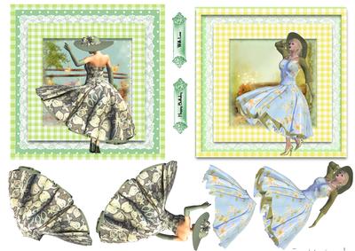 2x Vintage Style Ladies Toppers