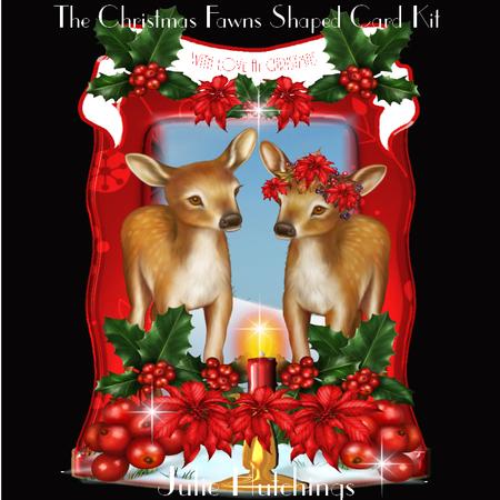 Beautiful Christmas Fawns Shaped Card Kit