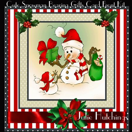Snowman Bearing Gifts Card Front Kit