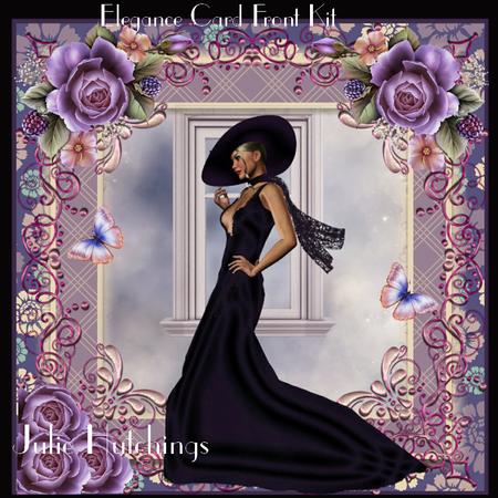 Elegance in Purple Dress Card Front Kit
