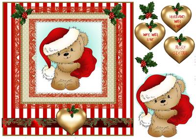 Scruffy Santa Bear Cute Topper
