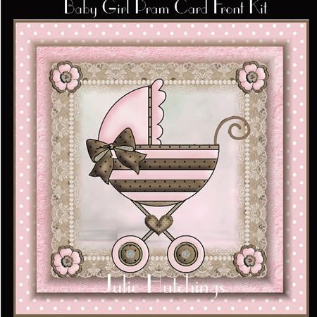 Baby Girl Pram Card Front Kit
