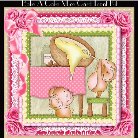 Bake a Cake Mice Card Front Kit