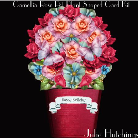 Camellia Rose Flutters Plant Pot Shaped Card Kit