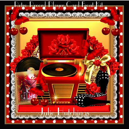 Beautiful Retro Record Player Card Front Kit
