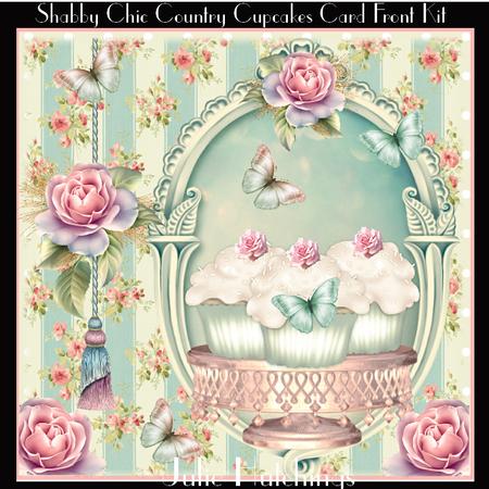 Shabby Chic Countryside Cupcakes Card Front Kit