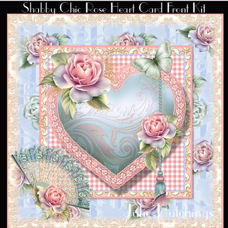 Shabby Chic Rose Heart Card Front Kit with Insert