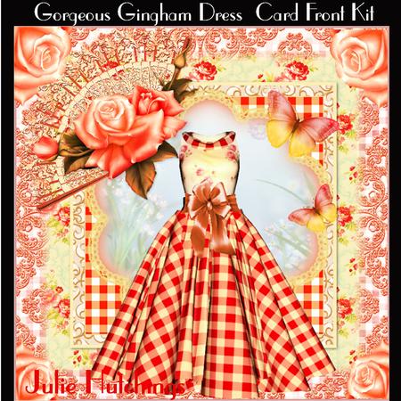 Beautiful Gingham Dress Card Front Kit