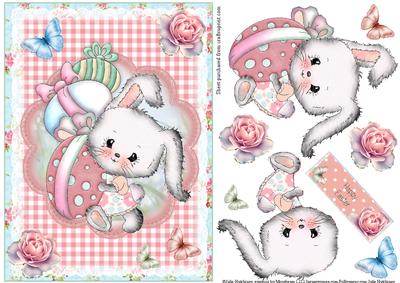 Cute Bunny Run Card Topper