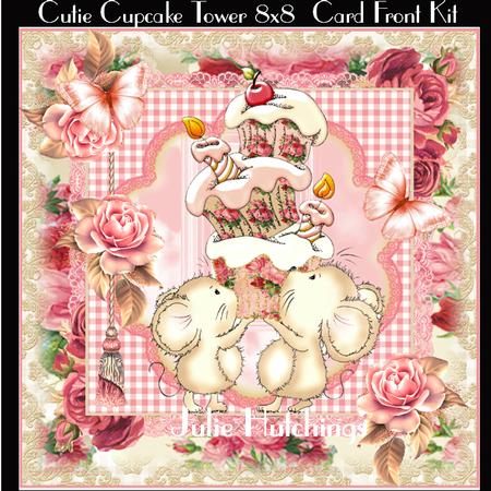 Cutie Cupcake Tower 8x8 Card Front Kit