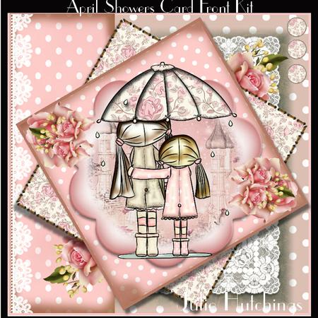 Cute April Showers Card Front Kit