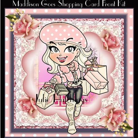 Maddison Goes Shopping Card Front Kit