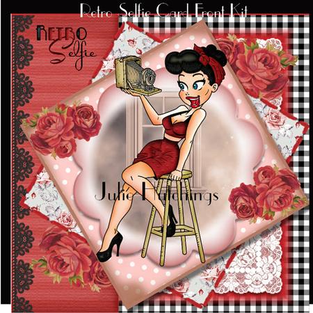 Retro Selfie with Black Hair Card Front Kit