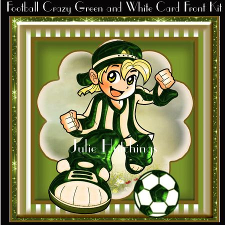 Football Crazy Green and White Card Front Kit