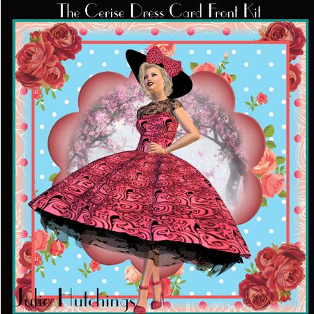 The Cerise Dress Card Front Kit