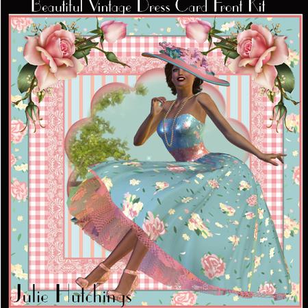 The Beautiful Vintage Dress Card Front Kit
