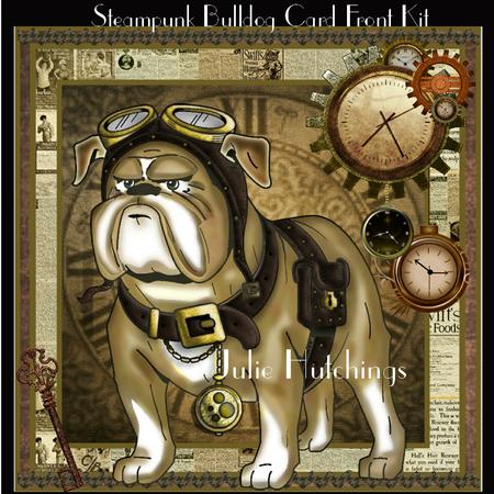 Steampunk Bulldog Card Front Kit