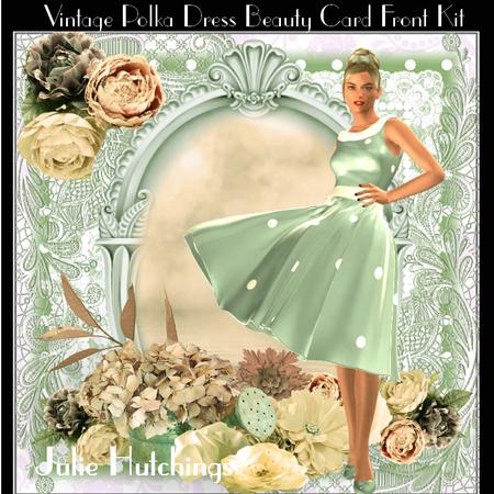 Vintage Polka Dot Dress Beauty Card Front Kit