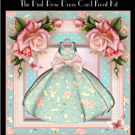 The Pink Rose Dress Card Front Kit