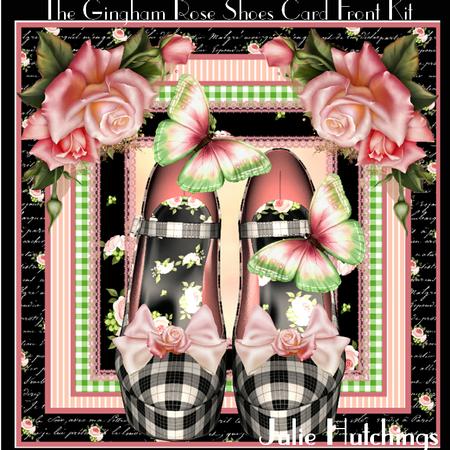 Gingham Rose Shoes Card Front Kit
