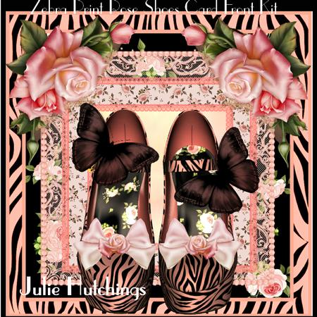 Zebra Print Rose Shoes Card Front Kit