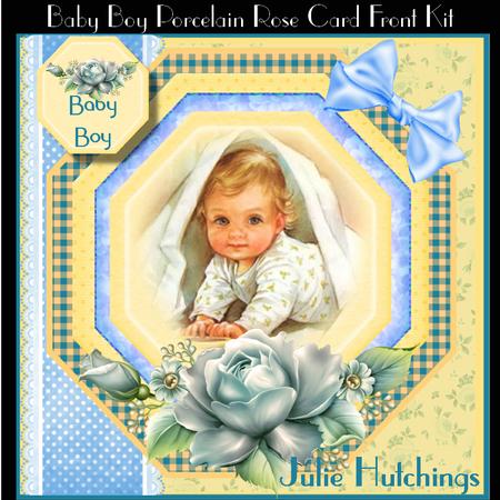Porcelain Rose Baby Boy Card Front Kit