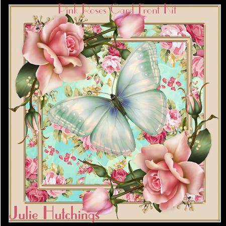 Beautiful Pink Roses Card Front Kit