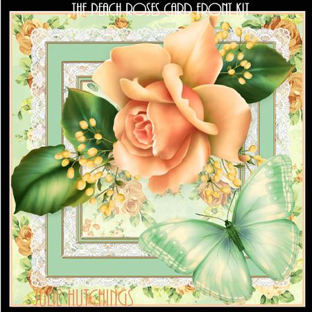 Beautiful Peach Roses Card Front Kit