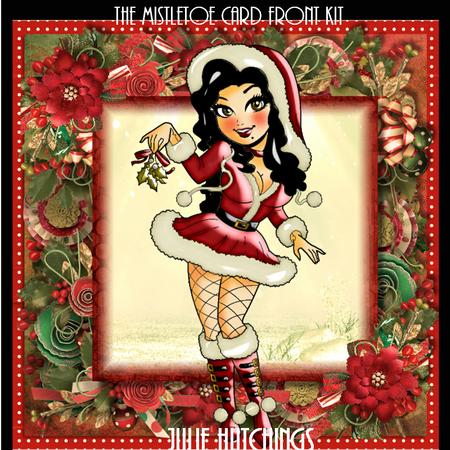 The Mistletoe Black Hair Card Front Kit