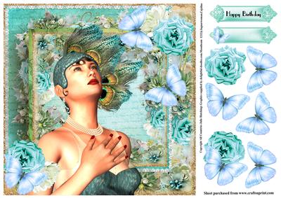 Blue Deco 8x8 Card Topper