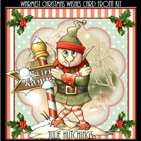 Warmest Christmas Wishes Card Front Kit