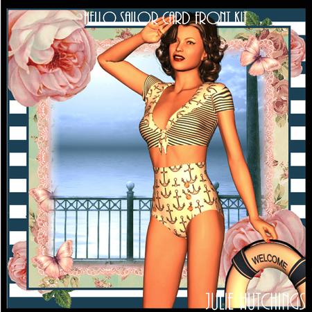 Hello Sailor! Retro Card Front Kit