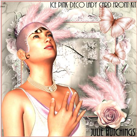 Art Deco Ice Pink Lady Card Front Kit