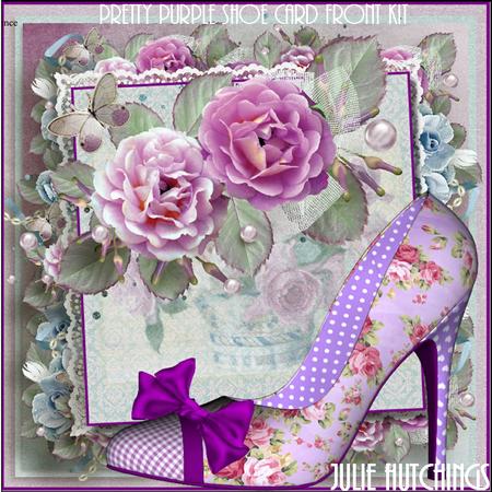 Pretty Purple Rose Shoes Card Front Kit