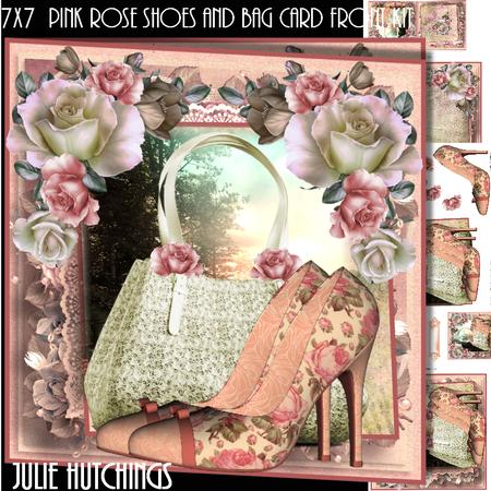 7x7 Pink Rose Shoes and Bag Card Front Kit