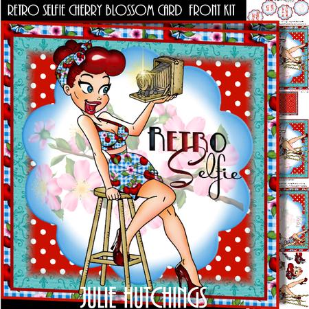 Retro Selfie Cherry Blossom Card Front Kit