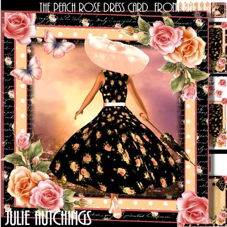Beauty in a Peach Rose Dress Card Front Kit