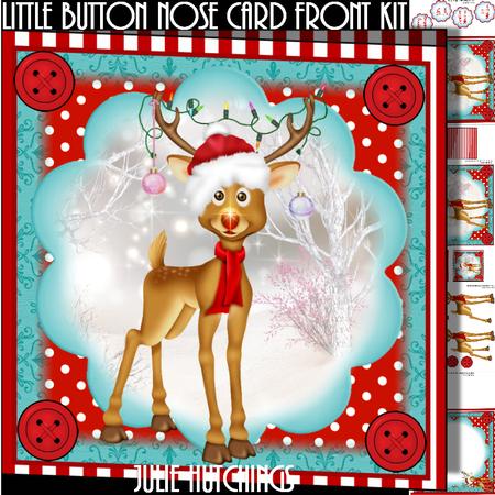 Cute Button Nose Rudolph Card Front Kit