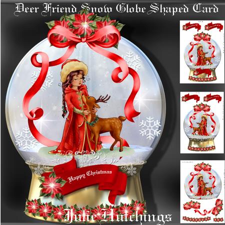 Deer Friends Snow Globe Shaped Card Kit