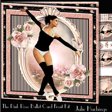 The Beautiful Pink Rose Ballet Card Front Kit