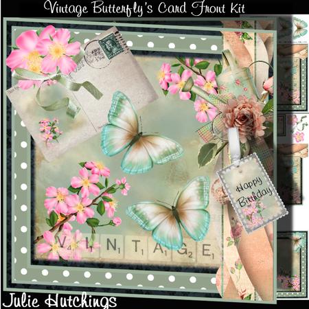 Vintage Butterfly's Card Front Kit