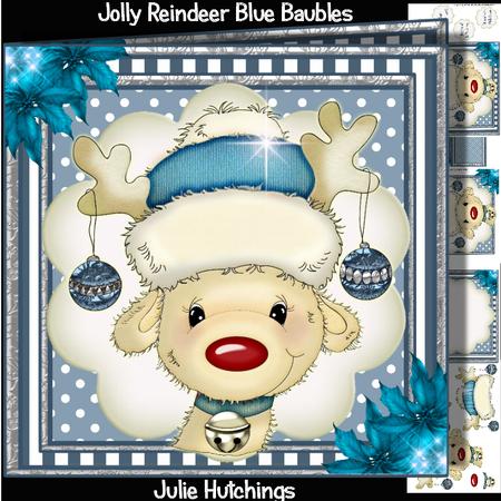 The Jolly Reindeer in Blue Card Front Kit
