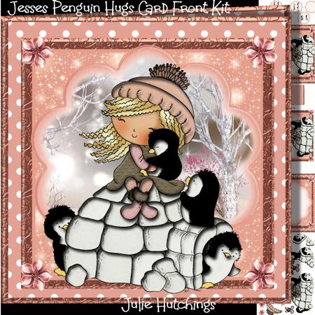 Jesses Penguin Hugs Card Front Kit