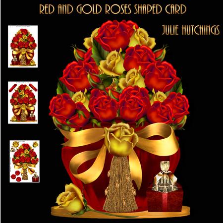 Red and Gold Roses Shaped Card Kit