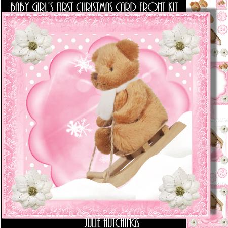 Baby Girl's First Christmas Card Front Kit