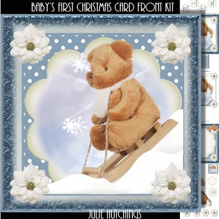 Baby Boy's First Christmas Card Front Kit